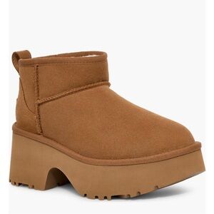 UGG Women's Size 9 Ultra Mini New Heights Chestnut Suede Platform Boots 1158311
